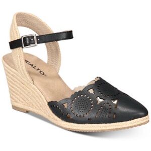 Rialto Espadrille Wedge Sandals floral laser cut adjustable ankle strap Like New